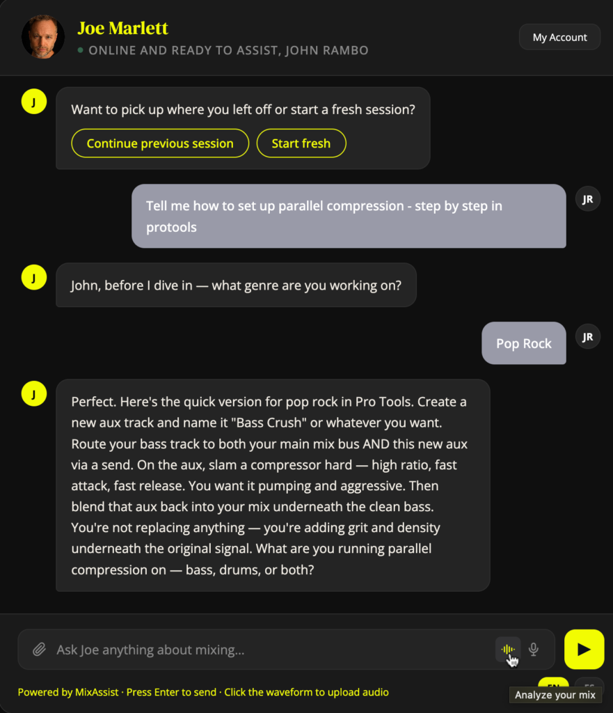 MixAssist Demo Chat